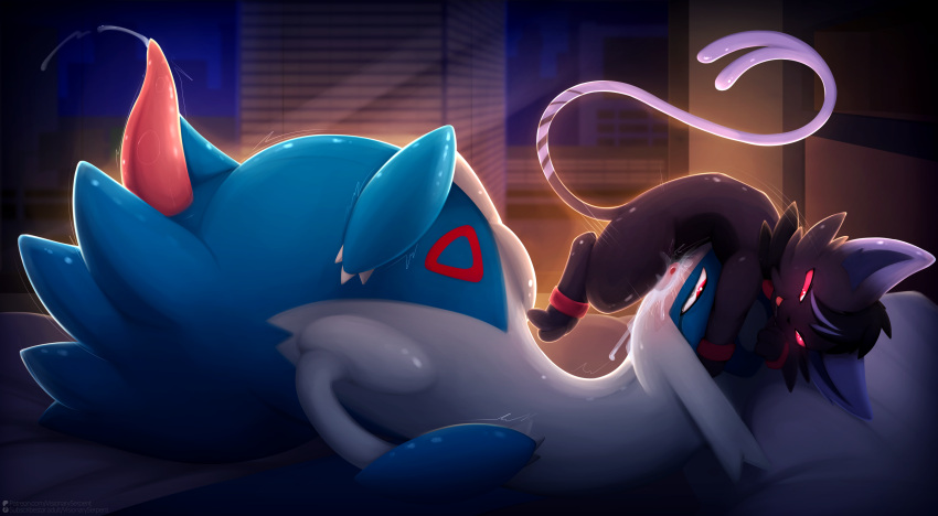 2025 3_toes absurd_res ahe_gao animal_genitalia animal_penis bed bedroom bodily_fluids cum cum_in_mouth cum_inside duo eeveelution erection espeon face_fucking feet fellatio feral furniture generation_1_pokemon generation_2_pokemon generation_3_pokemon genital_fluids genitals glistening glistening_body hi_res hybrid irrumatio latios legendary_pokemon looking_pleasured lying male male/male mammal mew_(pokemon) nintendo on_back oral paws penile penis pokemon pokemon_(species) precum saliva sex size_difference small_dom_big_sub tapering_penis toes tongue tongue_out visionaryserpent