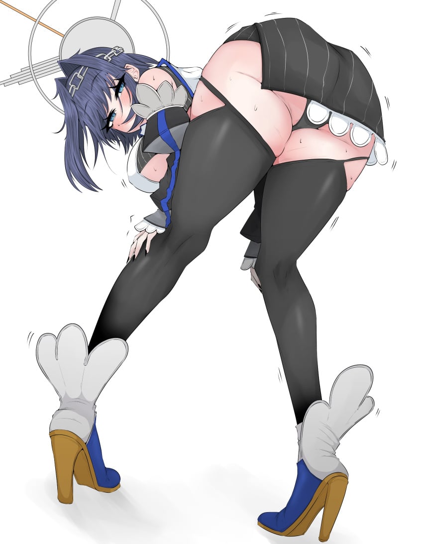 1girls 2025 absurd_res absurdres ass back_view bangs bare_shoulders bent_over big_ass big_breasts blue_eyes blue_hair blush breasts chains dark_hair detached_sleeves embarrassed facing_viewer female female_only full_body hair_intakes hands_on_legs heels hi_res high_resolution highres hololive hololive_english hololive_english_-council- hololive_english_-promise- huge_ass huge_breasts large_ass large_breasts legs looking_at_viewer mayoartworks medium_hair miniskirt open_legs ouro_kronii panties sideboob simple_background solo spread_legs sweat tagme thick_thighs thighhighs thighs trembling upskirt virtual_youtuber white_background