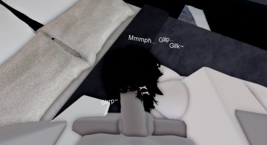 3d bedroom black_hair blowjob deepthroat fellatio forced forced_oral nonconsensual oral oral_rape rape roblox roblox_avatar roblox_studio robloxian text white_skin