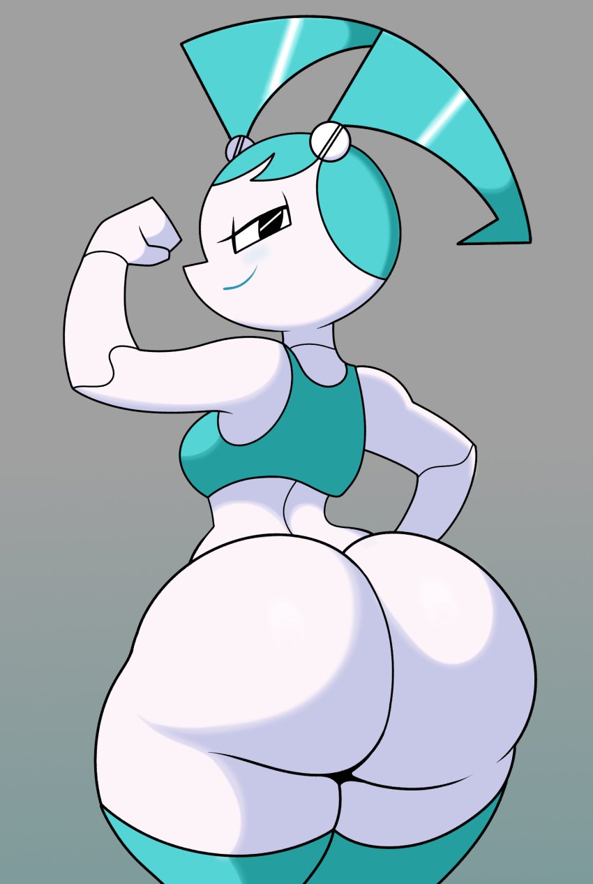 1girls alternate_costume ass ass_focus big_ass big_butt bubble_butt butt_crack butt_focus fat_ass female female_only flexing_bicep jenny_wakeman jutsapostion my_life_as_a_teenage_robot robot robot_girl smug smug_face smug_grin solo tagme xj9