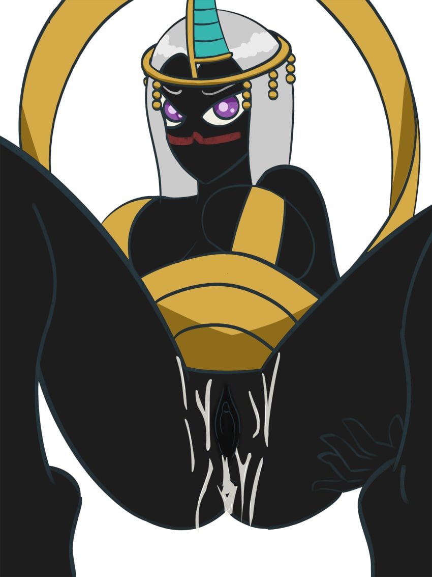 alien alien_girl alien_humanoid bottomless cum cum_on_body duck_dodgers egyptian egyptian_clothing eliza_(skullgirls)_(cosplay) female female_focus female_only looney_tunes martian martian_(duck_dodgers) queen_tyr&#039;ahnee skimpy skimpy_outfit skullgirls warner_bros warner_brothers