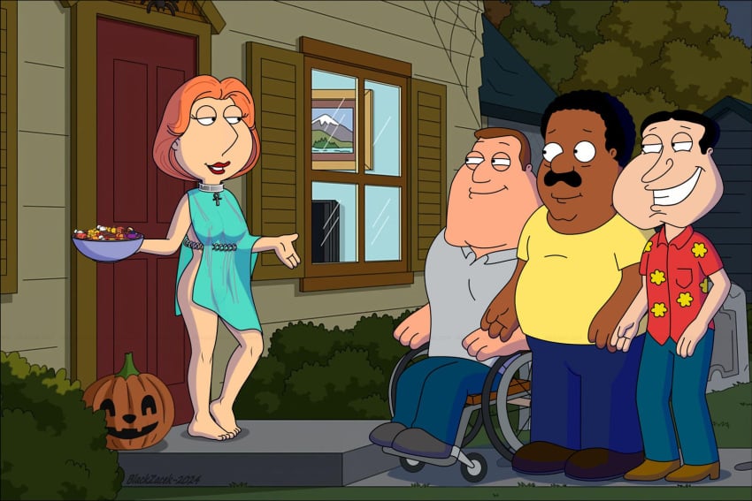 blackzacek cleveland_brown costume family_guy glenn_quagmire halloween joe_swanson lois_griffin