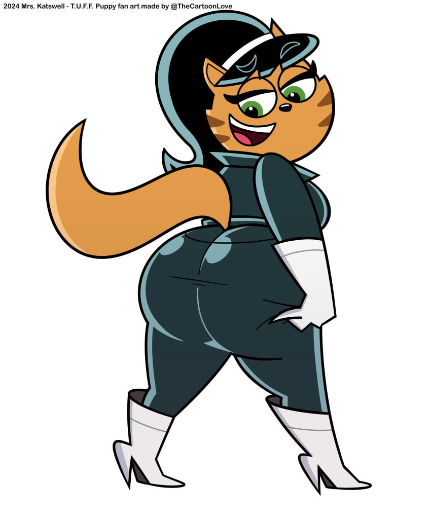 accurate_art_style big_ass clothed clothing grabbing_ass markings milf mrs._katswell nickelodeon squish suit t.u.f.f._puppy the_cartoon_love thick_ass thick_hips thick_legs thick_thighs thigh_highs