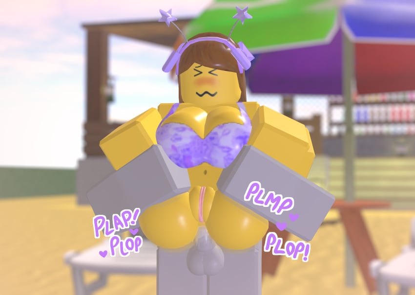 1boy 1boy1girl 1girls 3d anal anal_sex beach_background big_breasts blocky_body bloxzrd blush blushing brown_hair female legs_up plap purple_bikini reverse_suspended_congress roblox roblox_avatar robloxian shiny_butt tagme text woman yellow_body yellow_skin