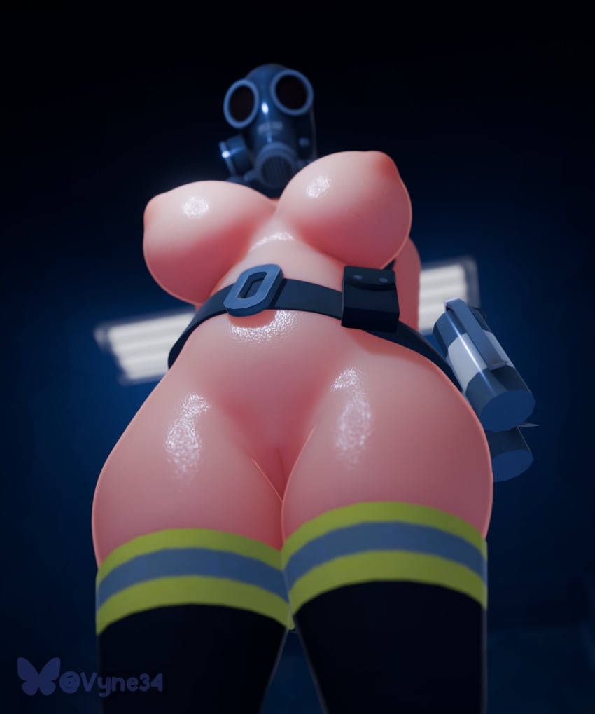 3d 3d_(artwork) arms_behind_back belly belt belt_buckle blender blender_(software) blender_eevee boots breasts fempyro gas_mask grenade hips huge_breasts image low-angle_view naked naked_female nude nude_female pussy pussy_focus sweat sweating sweaty sweaty_body team_fortress_2 tf2 thick_hips thick_legs thick_thighs thighhighs thighs vyne wet wide_hips