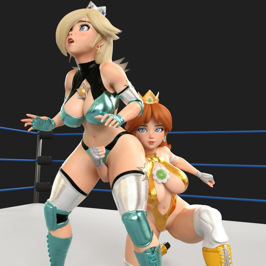 2girls 3d catfight cuntbusting female gcb mario_(series) princess_daisy princess_rosalina rivals wrestle_angels_survivor wrestler wrestling wrestling_outfit wrestling_ring wrestlingryona yuri