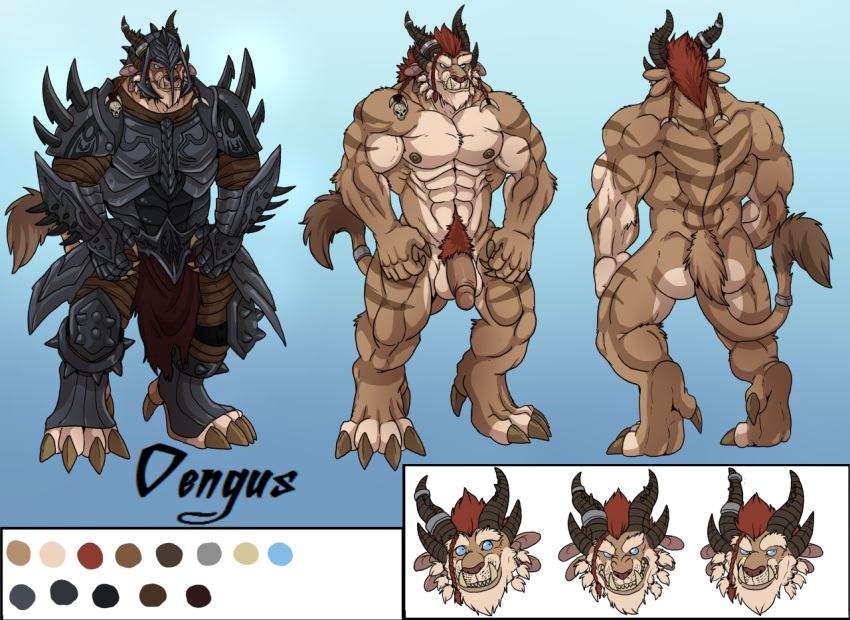 2014 arody big_cat dengus flaccid furry furry_only horns male male_only model_sheet mutant-serpentina mutant_serpentina tail