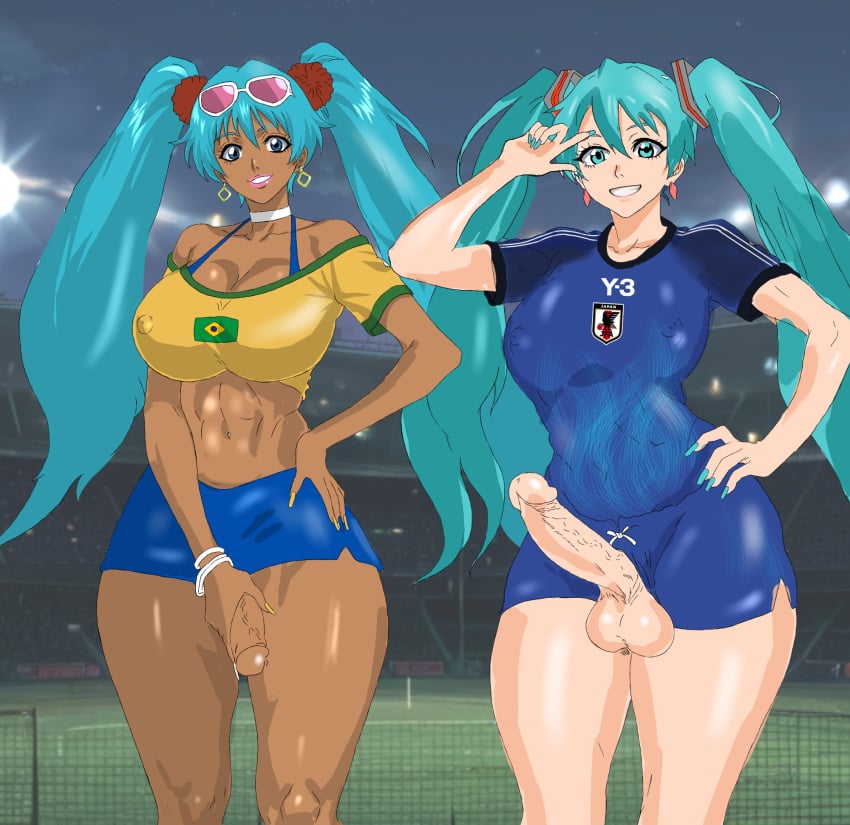 2futas 2shemales balls big_areola big_ass big_balls big_breasts big_cock big_penis big_testicles blue_eyes blue_hair brazilian brazilian_miku breasts clothed clothing dark-skinned_futanari dark_balls dark_penis dark_skin dickgirl erect_penis erection futa_only futanari hatsune_miku huge_balls huge_breasts huge_cock huge_testicles intersex large_areolae large_balls large_breasts large_cock large_penis large_testicles light-skinned_futanari light_skin nail_polish penis scrotum shemale shemale_only shihouinsutara smile solo solo_futa testicles uncensored veiny_penis