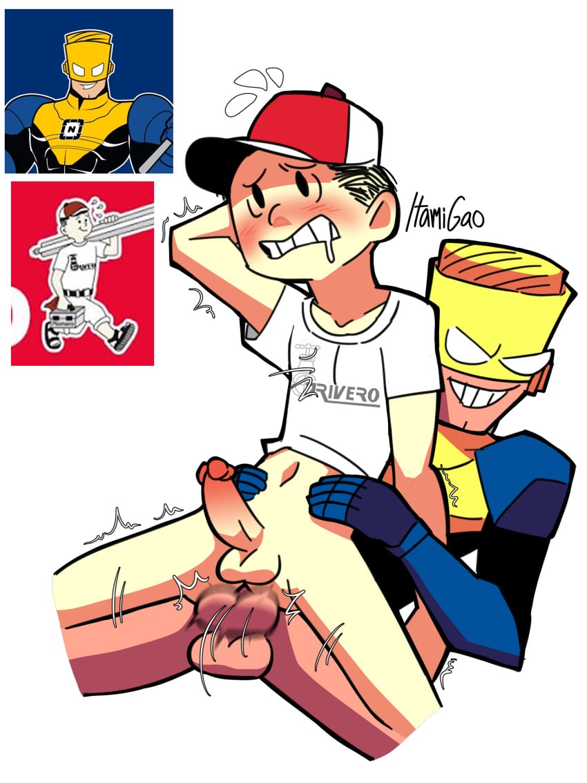 2024 2boys advertisement anal anal_sex anus ass balls baseball_cap black_hair blank_eyes blue_gloves blush bottomless boxito bright_colors cap cartoony cel_shading collarbone eyebrows first_porn_of_character first_porn_of_franchise frown gay gay_sex gloves hand_behind_head hands_on_waist human itamigao male/male male_only male_penetrated male_penetrating mascot motion_blur motion_lines multicolored_clothing muscular muscular_male navel niplito no_background overstimulation penis reference_image reverse_cowgirl_position saliva saliva_drip self_upload short_hair signature simple_background simple_eyes smiling superhero superhero_costume sweat teeth toony twink white_background white_shirt yaoi