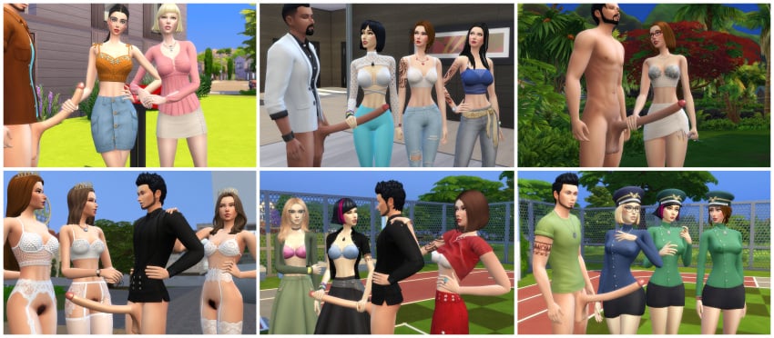 15girls 6boys cock erection female hand_on_penis handjob lingerie male male/female matrixsims penis_awe sims_4