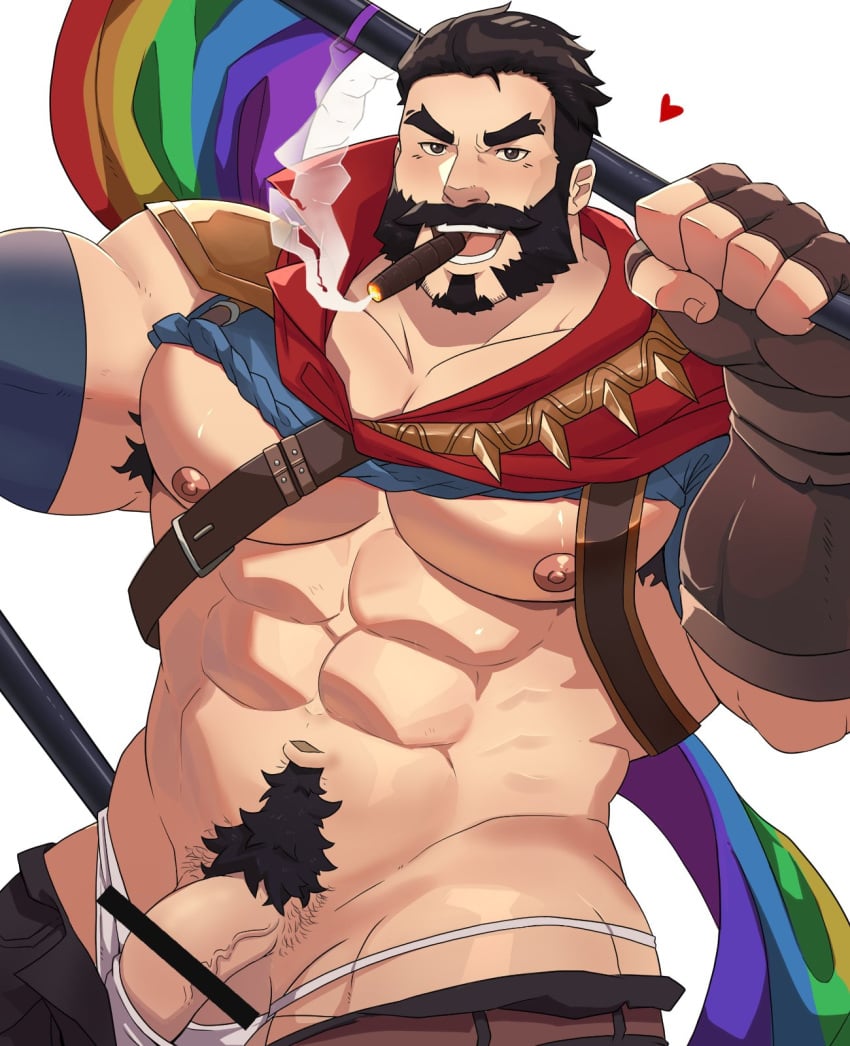 abs armpit_hair balls bara beard biceps big_balls big_penis bulge clothing ho_tdoug league_of_legends malcolm_graves male male_nipples male_only male_pubic_hair moustache muscular_male nipples pecs penis riot_games underwear