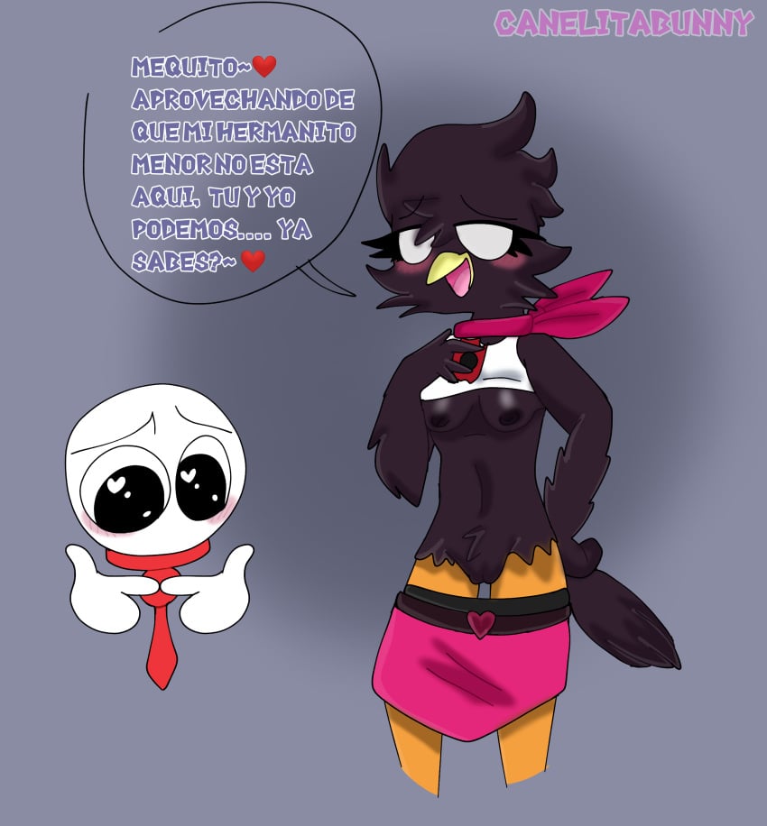 1boy anthro bad_anatomy canelitabunny carnala_(vete_a_la_versh) female mecoboy spanish_text vete_a_la_versh