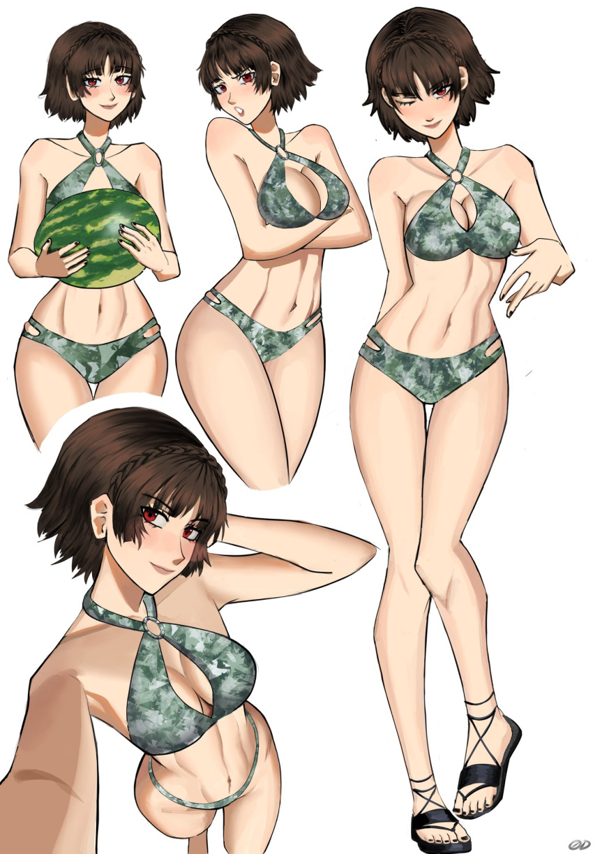 alternate_costume atlus breasts chaosoded female female_only makoto_niijima persona persona_5 solo swimsuit