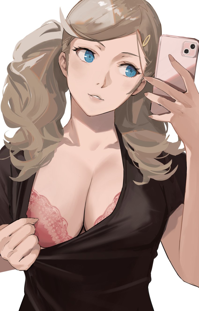 ann_takamaki atlus blonde_hair bra female j@ck persona persona_5 pink_bra twintails