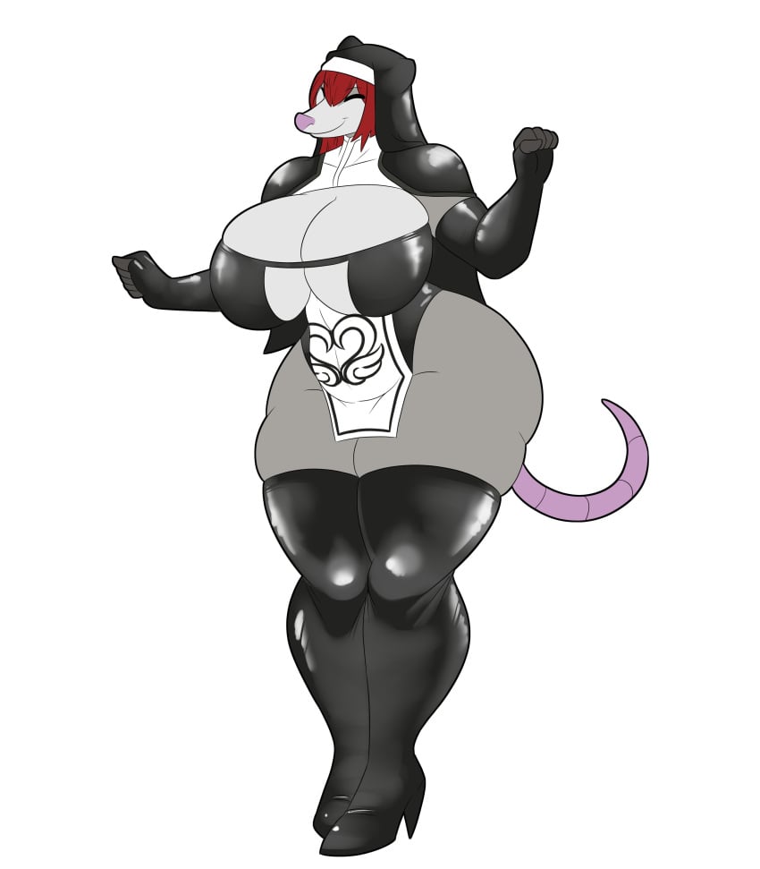 big_breasts breasts cleavage female furry huge_breasts lunarartstudios_(artist) nun tagme thick_thighs wide_hips