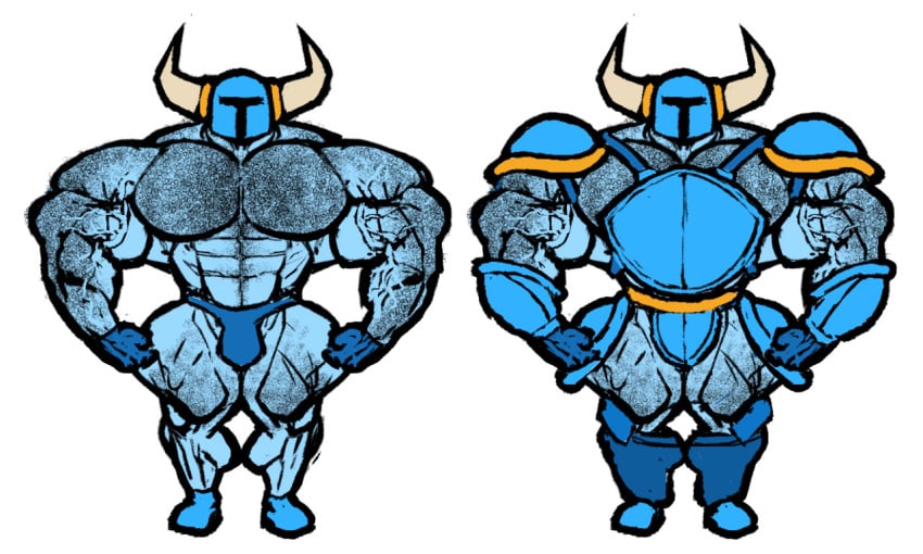 armor balls bara big_muscles big_penis bulge flaccid helmet male male_only muscles muscular penis ripped-saurian shovel_knight shovel_knight_(character) solo solo_male