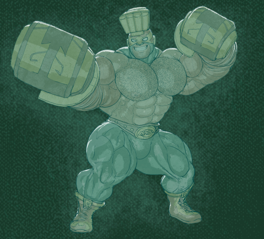 arms_(game) balls bara big_muscles big_penis body_hair bulge flaccid male male_only mask max_brass muscles muscular musk nintendo penis ripped-saurian shirtless solo solo_male