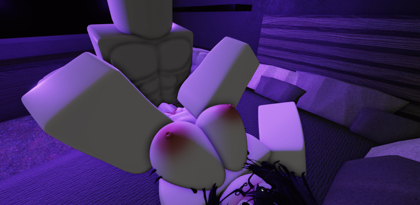 1boy 1girls 3d blush kuonrr34 leg_grab legs_up made_using_roblox nude pale-skinned_female roblox roblox_avatar robloxian