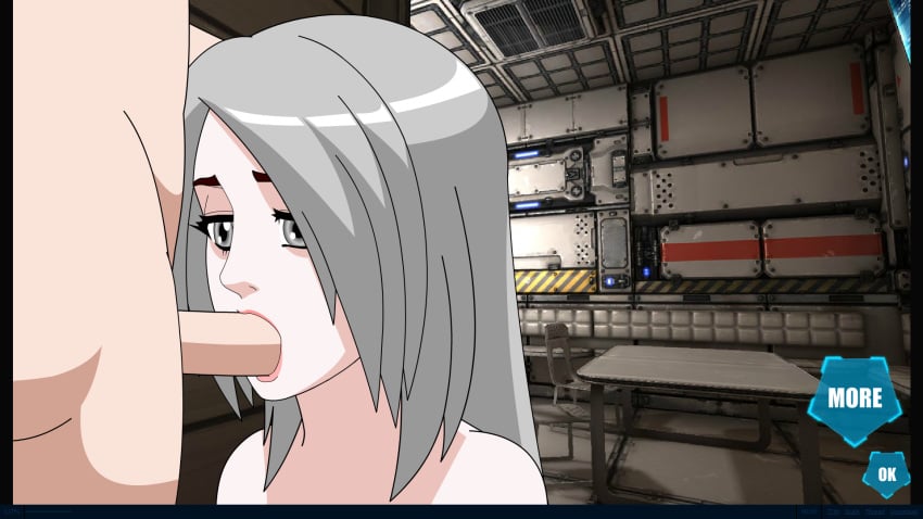 aria fellatio flash_game grey_eyes grey_hair hair oral pinoytoons