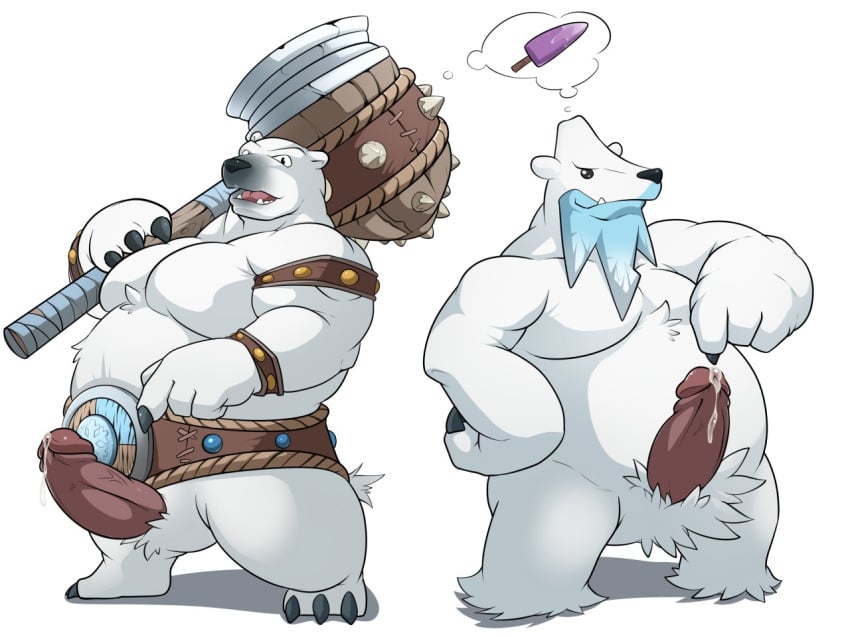 bara bashmaster bashmaster_the_unbreakable bear beartic crossover donkey_kong_(series) duo erection fur interspecies maldu male male_only mammal multiple_males nintendo pokemon polar_bear standing white_fur