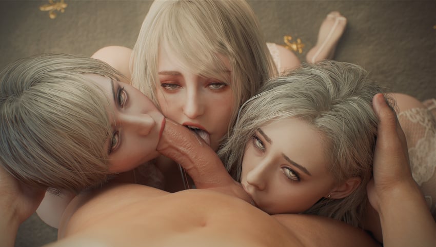 1boy 3d 3girls 40_year_old abs ashley_graham ashley_graham_(ella_freya) athletic_female big_penis blonde_female blonde_hair blowjob blowjob_face blue_eyes capcom collaborative_fellatio cougar fellatio female foursome fugtrup grace_ashcroft grace_ashcroft_(julia_pratt) human leon_scott_kennedy leon_scott_kennedy_(eduard_badaluta) light-skinned_female light-skinned_male light_skin male male_pov mature mature_female mature_male mature_woman older_female older_female_and_younger_female older_male_and_older_female older_male_and_younger_female oral oral_sex penis pov realistic resident_evil resident_evil_4 resident_evil_4_remake resident_evil_9:_requiem sherry_birkin sherry_birkin_(bridgette_haze) sucking sucking_balls sucking_penis younger_female youthful youthful_face youthful_features youthful_look