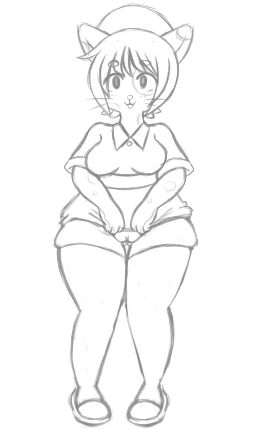 anthro chub chubby clothing cosplay costume cute feline female female_only h-e-h hannerr legwear mammal mature_female mother nurse overweight parent pussy sketch solo thigh_highs unfinished