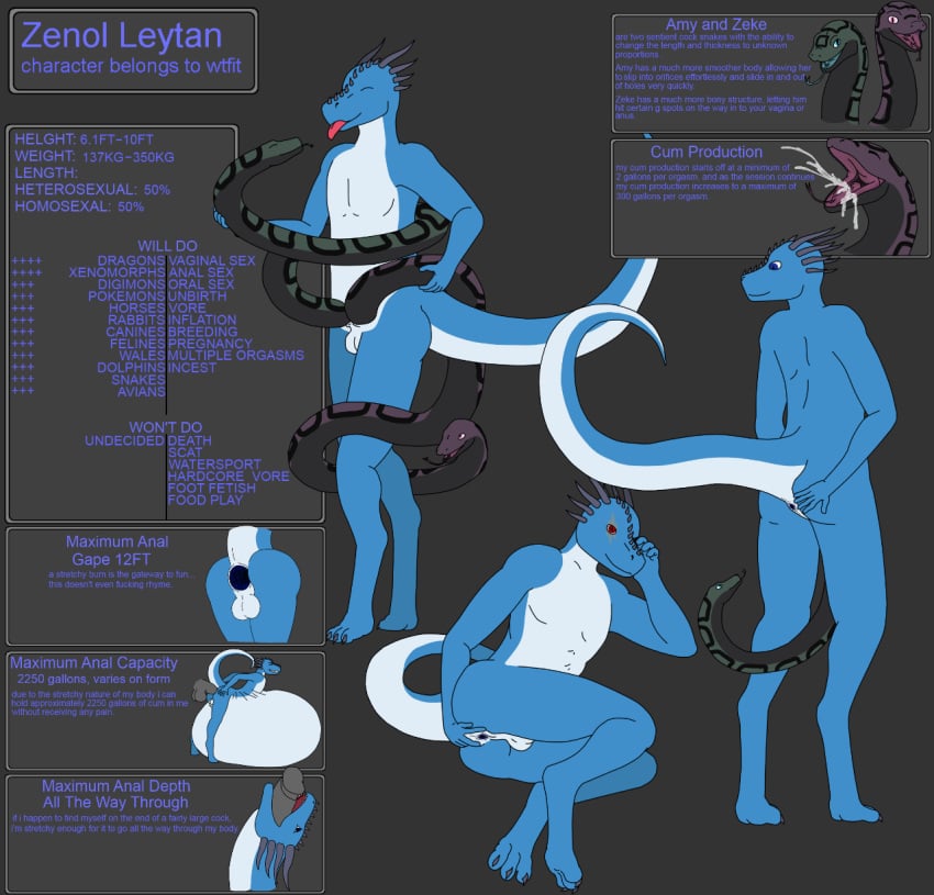 all_the_way_through anus cum dragon excessive_cum furry furry_only gaping gay inflation male model_sheet penis reptile robotic_eye scalie scar snake snake_penis