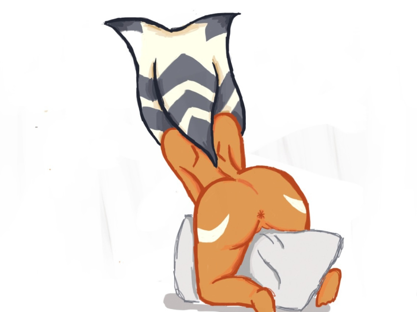 1girls ahsoka_tano anus artist_request ass back back_view clone_wars female female_only jedi nude pillow pillow_riding pussy solo star_wars tagme togruta