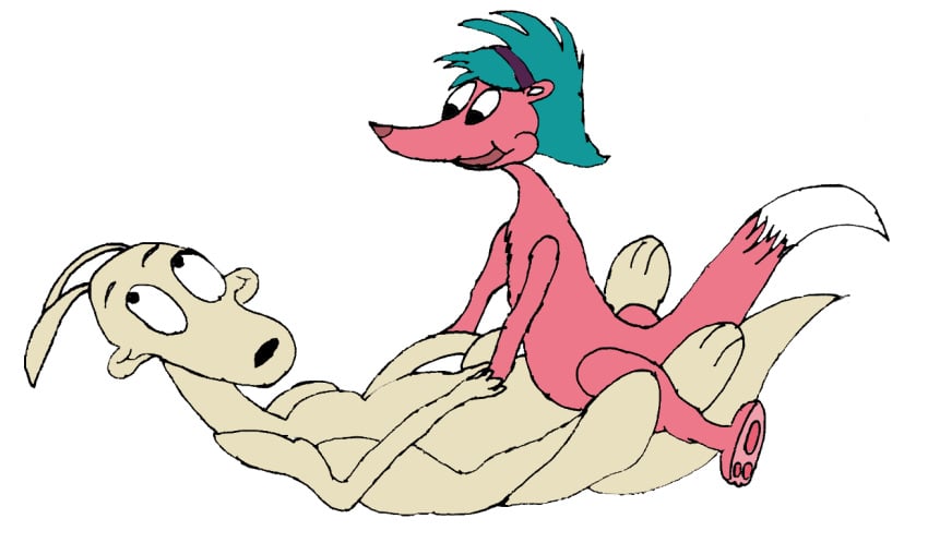 anthro female fox furry green_hair interspecies male marsupial nickelodeon pink_fur rocko rocko's_modern_life sheila_(rocko's_modern_life) straight tagme wallaby