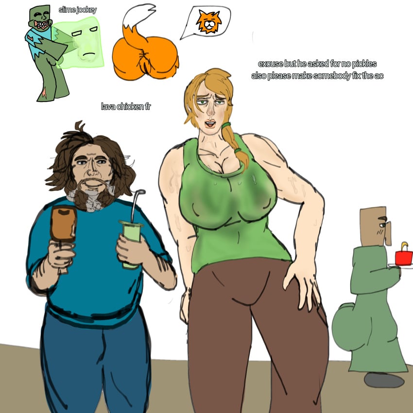 a_minecraft_movie alex_(minecraft) fox fox_(minecraft) ibispaintx jack_black jxci mcdonald's meme minecraft mojang nitwit_(minecraft) penetration see-through self_upload showing_ass showing_pussy slime slime_(minecraft) slime_monster slime_sex steve_(a_minecraft_movie) steve_(minecraft) sweat sweatdrop sweaty_body sweaty_clothes tagme tail thick_thighs tongue_out zombie zombie_(minecraft)