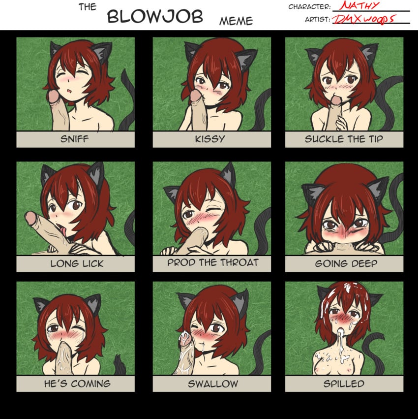 animal_ears animal_humanoid animal_tail blowjob_meme bunny_and_fox_world catgirl cum cum_in_mouth dmxwoops erection fellatio meme nathy oral oral_sex penis