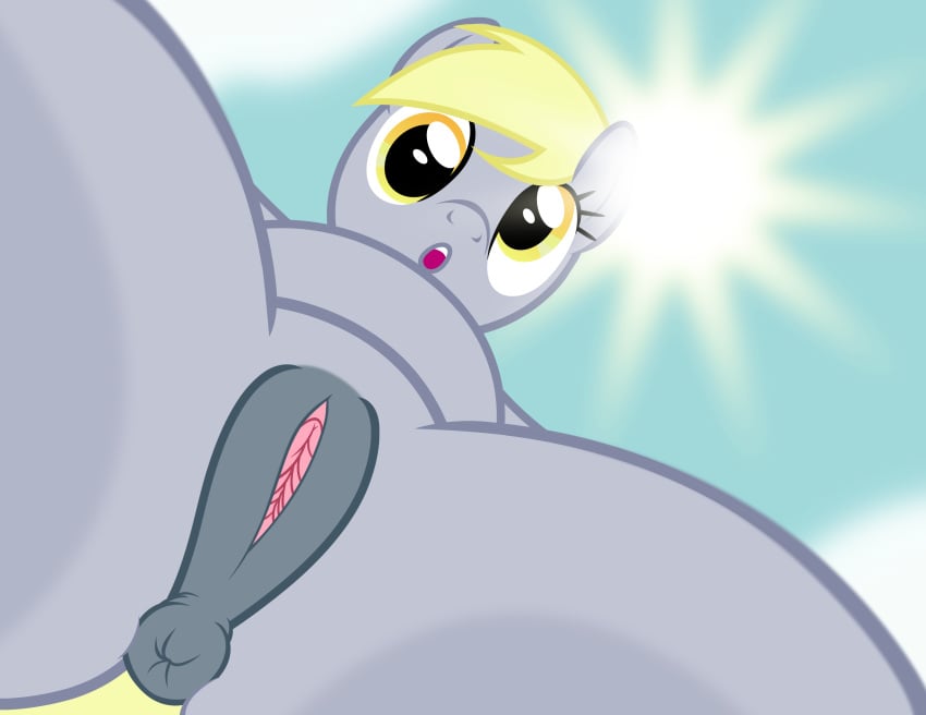 2017 absurd_res anus badumsquish blonde_hair derpy_hooves equine female friendship_is_magic hair hi_res horse low-angle_view mammal my_little_pony nude open_mouth outside pony pussy solo spread_legs spreading worm's-eye_view