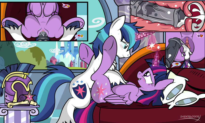 2015 absurd_res alicorn animal_genitalia blue_eyes blue_hair blush brother brother_and_sister clitoris cum cum_inside cutaway cutie_mark dock duo equine eye_contact female friendship_is_magic fur hair headgear heart helmet hi_res hooves horn horsecock incest inside legs_up long_hair lying magic male mammal multicolored_hair my_little_pony on_back paperlover penetration penis pillow purple_eyes purple_fur pussy sex shining_armor_(mlp) sibling sister smile spread_legs spreading straight sweat twilight_sparkle_(mlp) unicorn vaginal_penetration vein white_fur wings