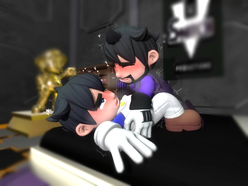 :3 ^w^ blurry_background blush breathing_heavily drool edited_image eyes_rolling_back garry's_mod gay gay_sex gmod heart_symbol hearts_around_body male messy_hair on_bed shaking_lines smg3 smg34 smg4 smg4_(character) sweat sweating toast2mitu_(artist)
