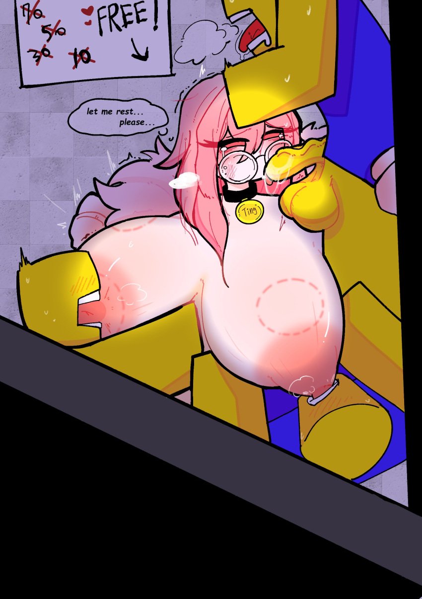 1girls 3boys areolae balls bathroom bathroom_sex big_breasts bite_mark bite_marks biting_nipple blowjob breasts carb9954 collar exhausted female gangbang male nipples noob noob_(roblox) oral_sex original_character penis pink_hair prostitution roblox roblox_avatar robloxian tagme thought_bubble tired veiny_penis
