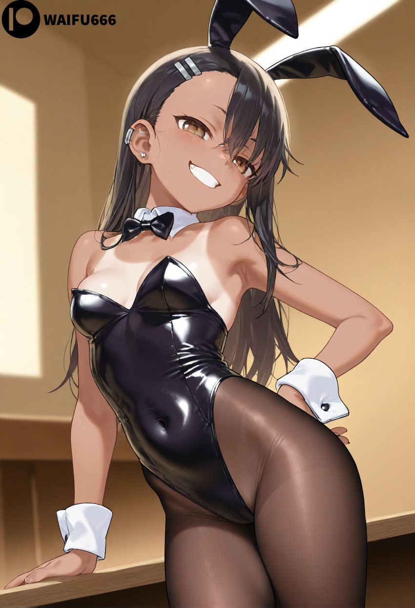 1girls 2d 2d_(artwork) 2d_artwork 4k ai_generated black_hair black_outfit brown_eyes bunny_ears bunny_girl bunnysuit clothed color colored commission commission_art curvy curvy_body curvy_female curvy_figure curvy_hips female female_focus female_only hayase_nagatoro hips long_hair looking_at_viewer no_sleeves pantyhose please_don't_bully_me,_nagatoro posing request simple_background smile smiling smiling_at_viewer solo solo_female solo_focus thick_thighs thighhighs thighs waifu0666