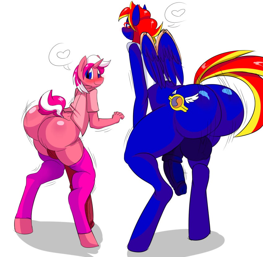 alicorn anthro ass big_ass blue_fur broken_horn color cutie_mark denizen1414 dickgirl equine eyewear friendship_is_magic fur furry futa_with_male futanari glasses hair horn huge_ass hyper hyper_ass intersex male mammal multicolored_hair my_little_pony prodigy_skyfire strawberry_skyfire twerking unicorn_pony wings