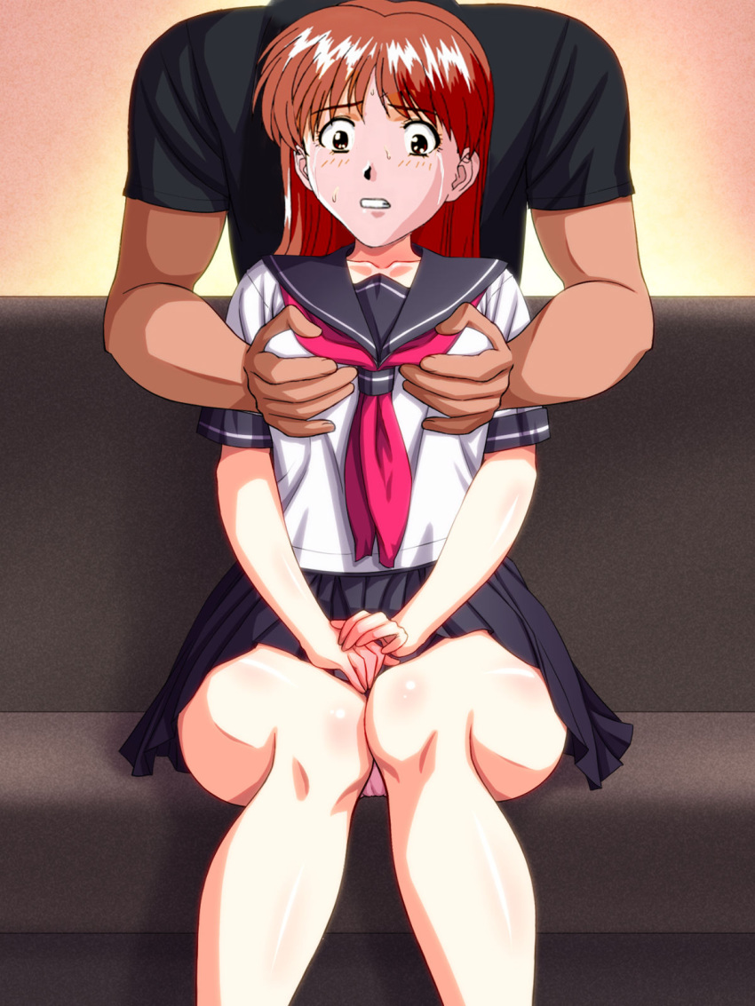 1boy 1girls asuka_(viper) breast_grab breast_hold breast_squeeze clothing cry crying crying_with_eyes_open edit endured_face fully_clothed grabbing grabbing_from_behind groping groping_breasts groping_from_behind groping_through_clothes panties rape school_uniform sitting skirt tagme tears viper_(series) viper_ctr