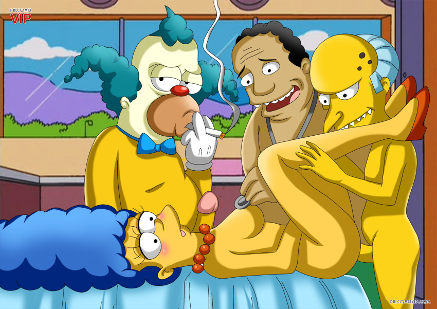 bbmbbf clown dr._julius_hibbert female human krusty_the_clown male marge_simpson montgomery_burns nude palcomixvip.com penetration sex smoking straight tagme the_simpsons