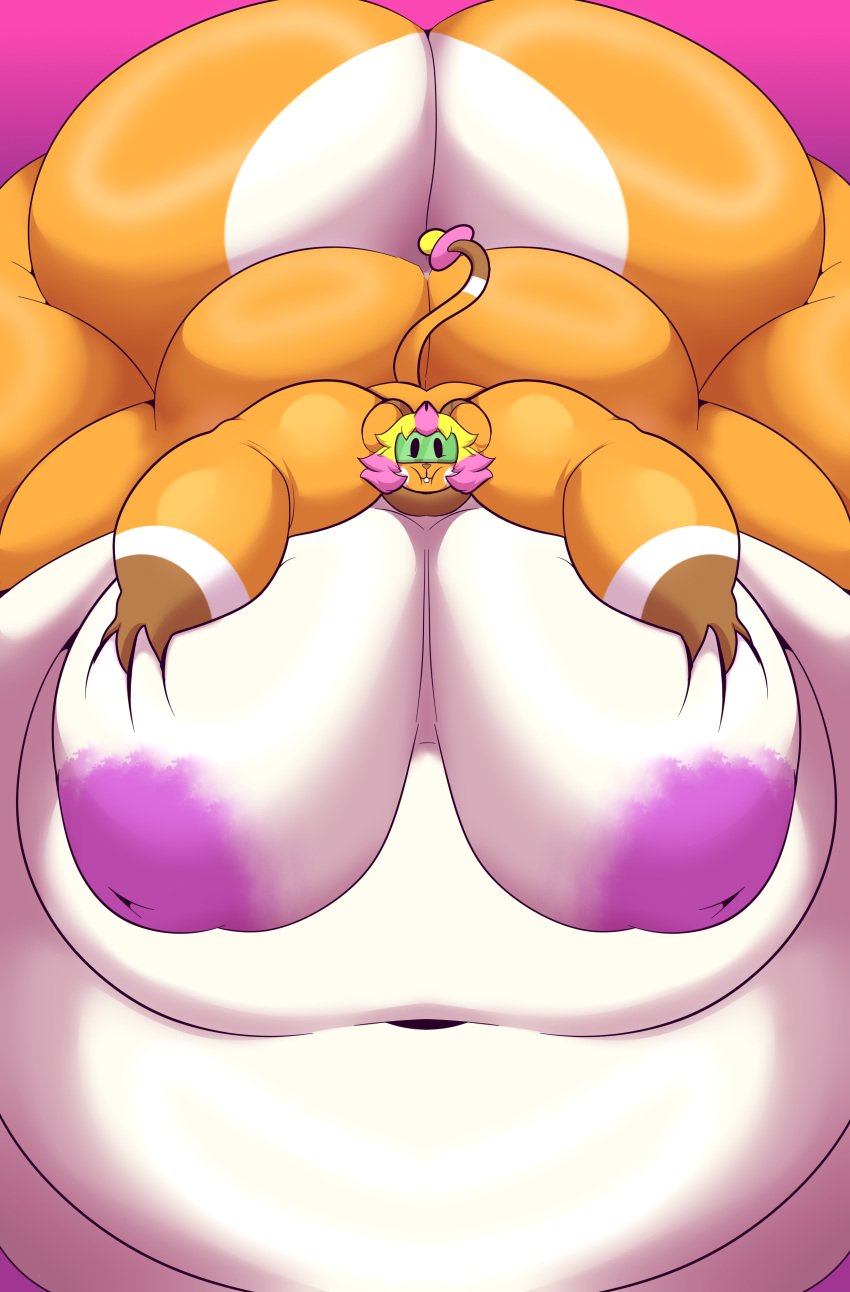 2d 2d_(artwork) abyss_ghospe big_ass big_belly big_breasts big_butt christie_taff_(lobo_fello) exposed_breasts exposed_nipples grabbing grabbing_own_breast hyper hyper_ass hyper_belly hyper_breasts hyper_butt nipples orange_fur original_character overweight rat rodent tagme yellow_hair