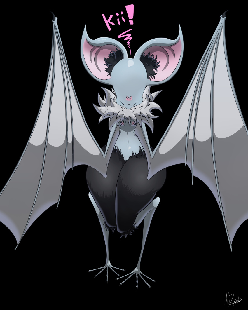 animal_ears bat bat_humanoid big_ear breasts claws dryadex eyeless female humanoid inverted_nipples mammal monster monster_girl nipples pussy small_breasts solo