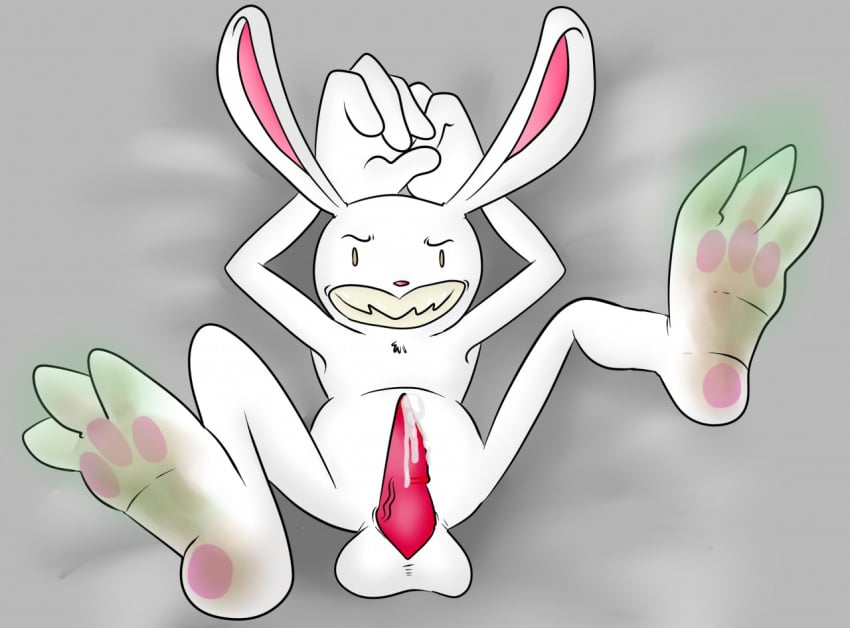 3_toes anthro cum cumdrip dirty_feet foot_focus fur heels hindpaw lagomorph male male_only mammal max pawpads precum sam_and_max sharp_teeth smell soles solo toes what