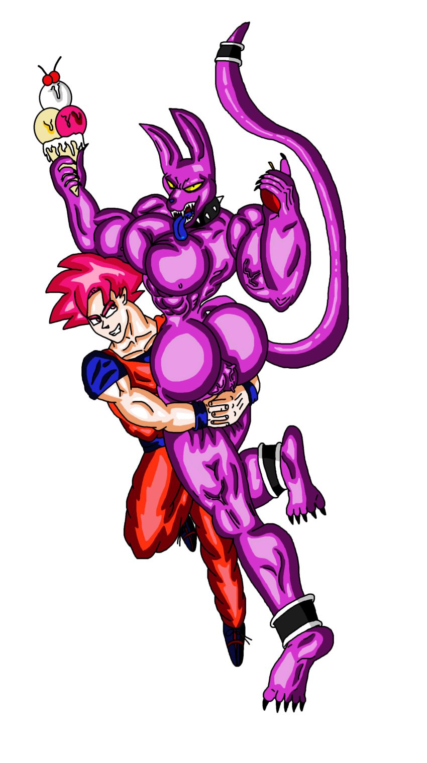 5_toes abs anthro backsack balls beerus biceps big_muscles claws clothed clothing collar dragon_ball dragon_ball_(series) dragon_ball_super dragon_ball_z duo fur furthercrane gay god_of_destruction grin hair human male male_only mammal muscular nude pecs pink_hair purple_fur quads running simple_background son_goku spiked_collar super_saiyan_god teeth toe_claws toes vein white_background yaoi