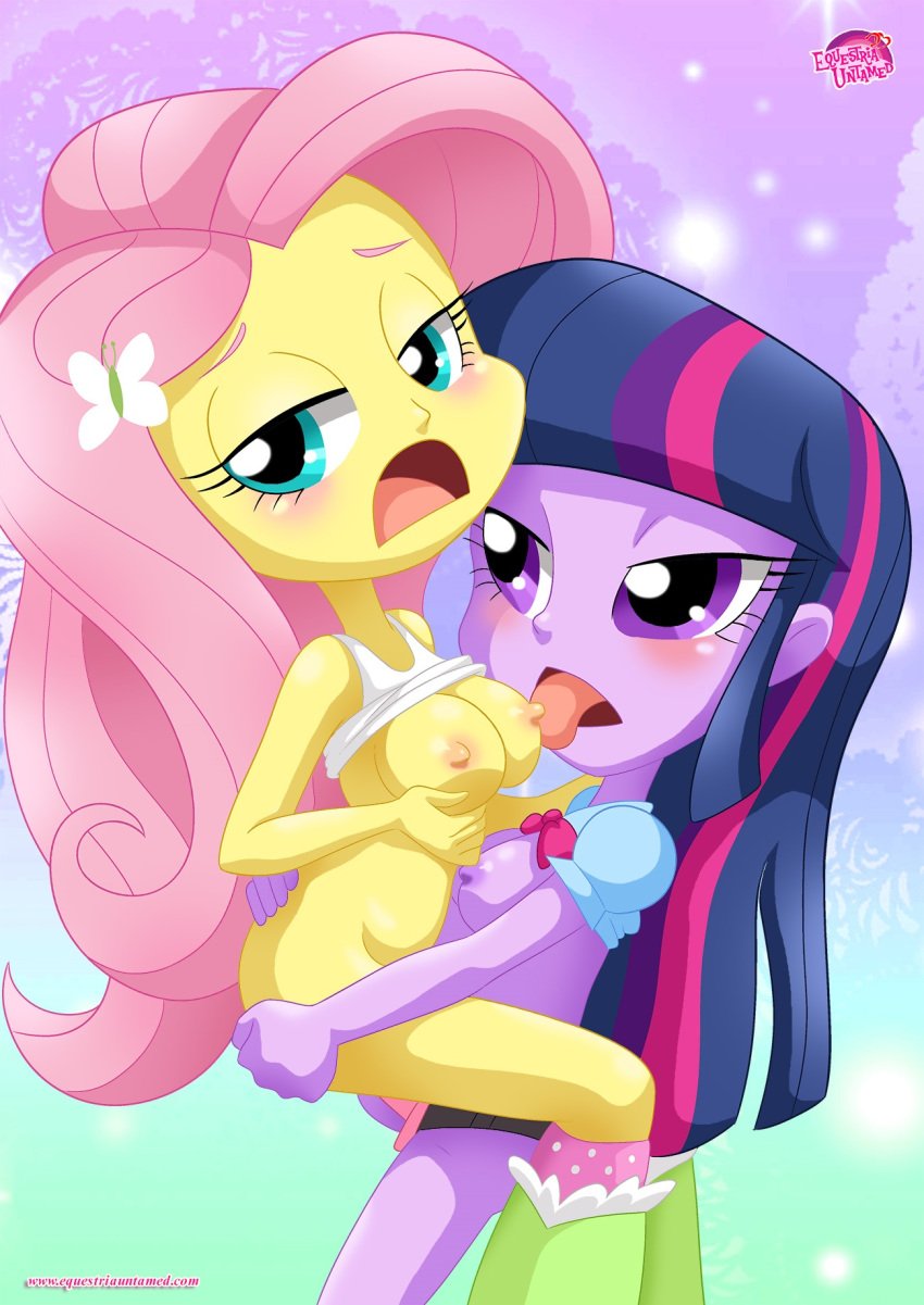 2girls breasts equestria_girls equestria_untamed female female_only fluttershy_(eg) human multiple_females my_little_pony princess_twilight_sparkle straight_hair tagme twilight_sparkle_(mlp) yuri