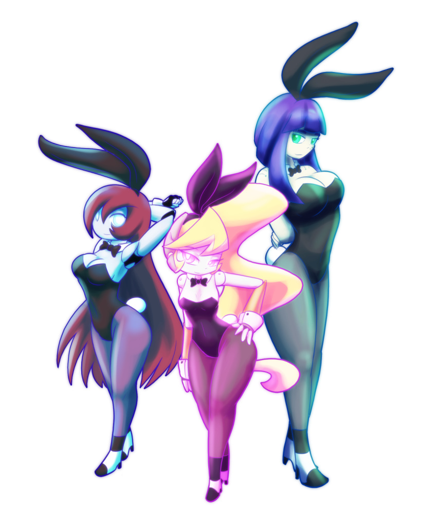 3girls android breasts bunny_ears bx-016_vix cleavage cyborg female kaede multiple_girls pivot pivot_(zedrin) pv-02_pivot robot standing vix_(thegoddamnowl) zedrin