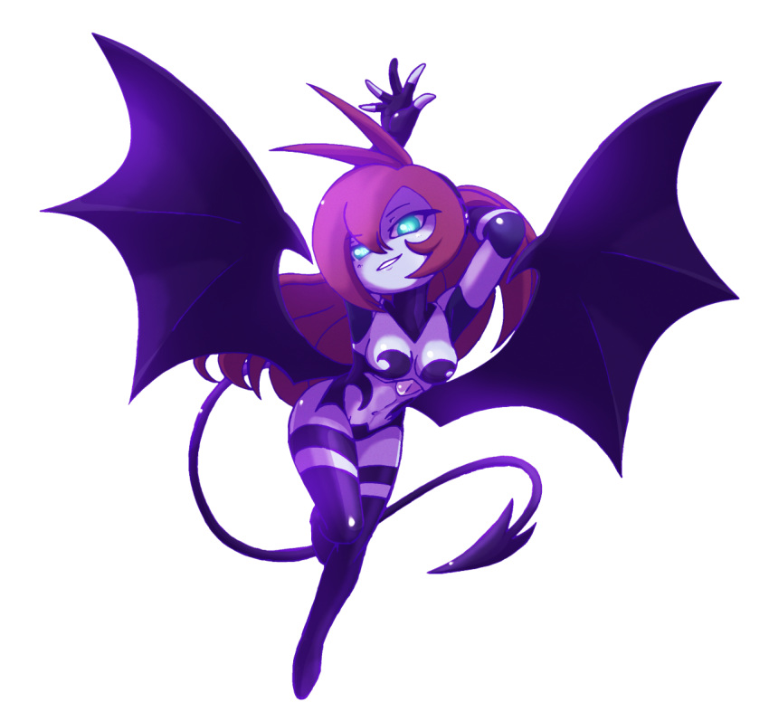 android bx-016_vix cyborg fingerless_gloves full-length_portrait full_length kneesocks looking_at_viewer portrait purple_hair red_hair robot skimpy_clothes solo standing succubus tail thegoddamnowl vix_(thegoddamnowl) wings