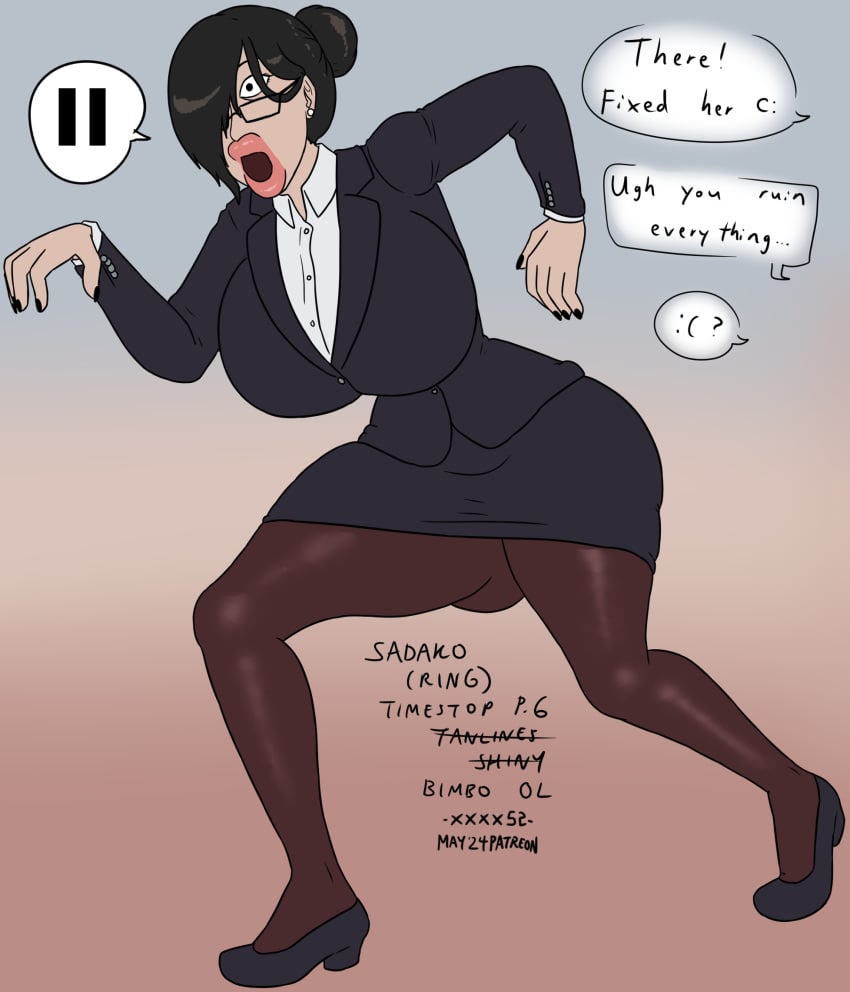 bimbo bimbo_body bimbo_lips bimbofication bimbofied business_attire business_suit business_woman corporation humor paused tagme tanlines the_ring thick_thighs time_stop wide_hips xxxx52 yamamura_sadako