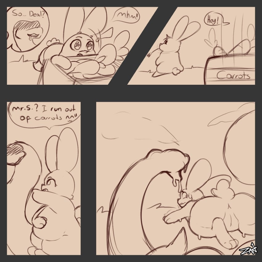 anus ass big_butt bodily_fluids digital_media_(artwork) duo english_text female feral fur genitals hi_res lagomorph leporid male male/female mammal nude pregnant pregnant_female pregnant_feral pussy rabbit reptile scalie simple_background snake sweat sweatdrop tail text thick_thighs zaw