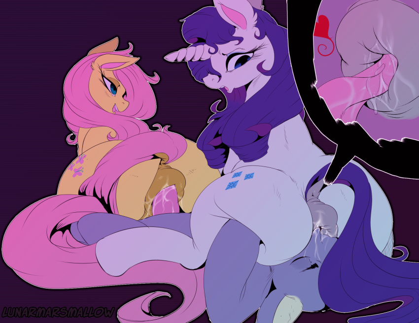 2015 anal anal_sex anus ass close-up closed_eyes cutie_mark dock equine facesitting female feral fluttershy_(mlp) friendship_is_magic group group_sex hair half-closed_eyes heart hi_res horn horse long_hair lunarmarshmallow lying male mammal my_little_pony on_back on_top open_mouth oral penetration penis pink_hair pony puffy_anus purple_hair rarity_(mlp) rimming sex sitting straight threesome tongue tongue_out unicorn