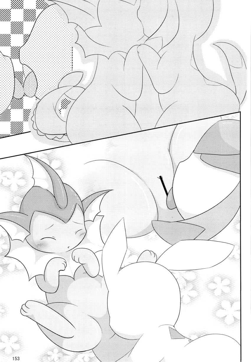 ambiguous_gender censored comic eeveelution english_text female fur glaceon kajiura love_blue nintendo pokémon_(species) pokemon pokemon_(species) text vaporeon video_games